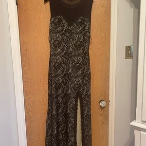 Black Lace Slit Dress